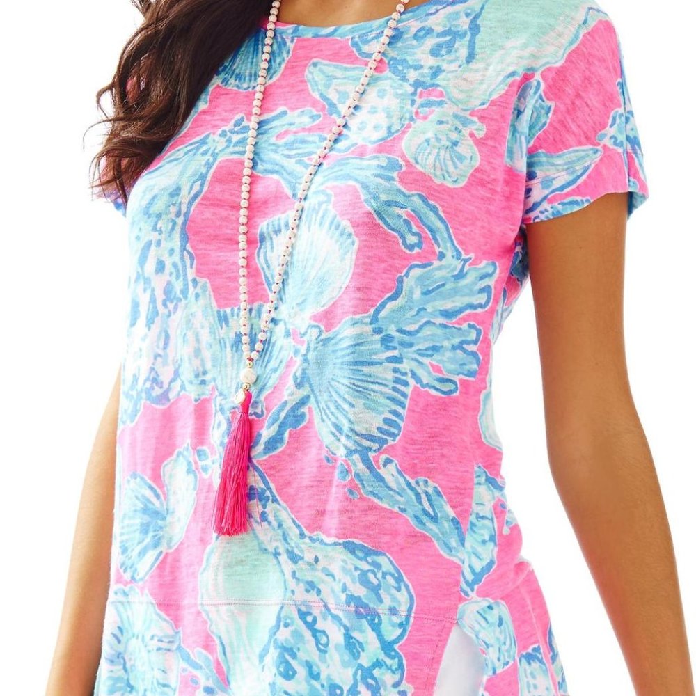 Lilly Pulitzer Linen Mikela Seashell Linen Top M